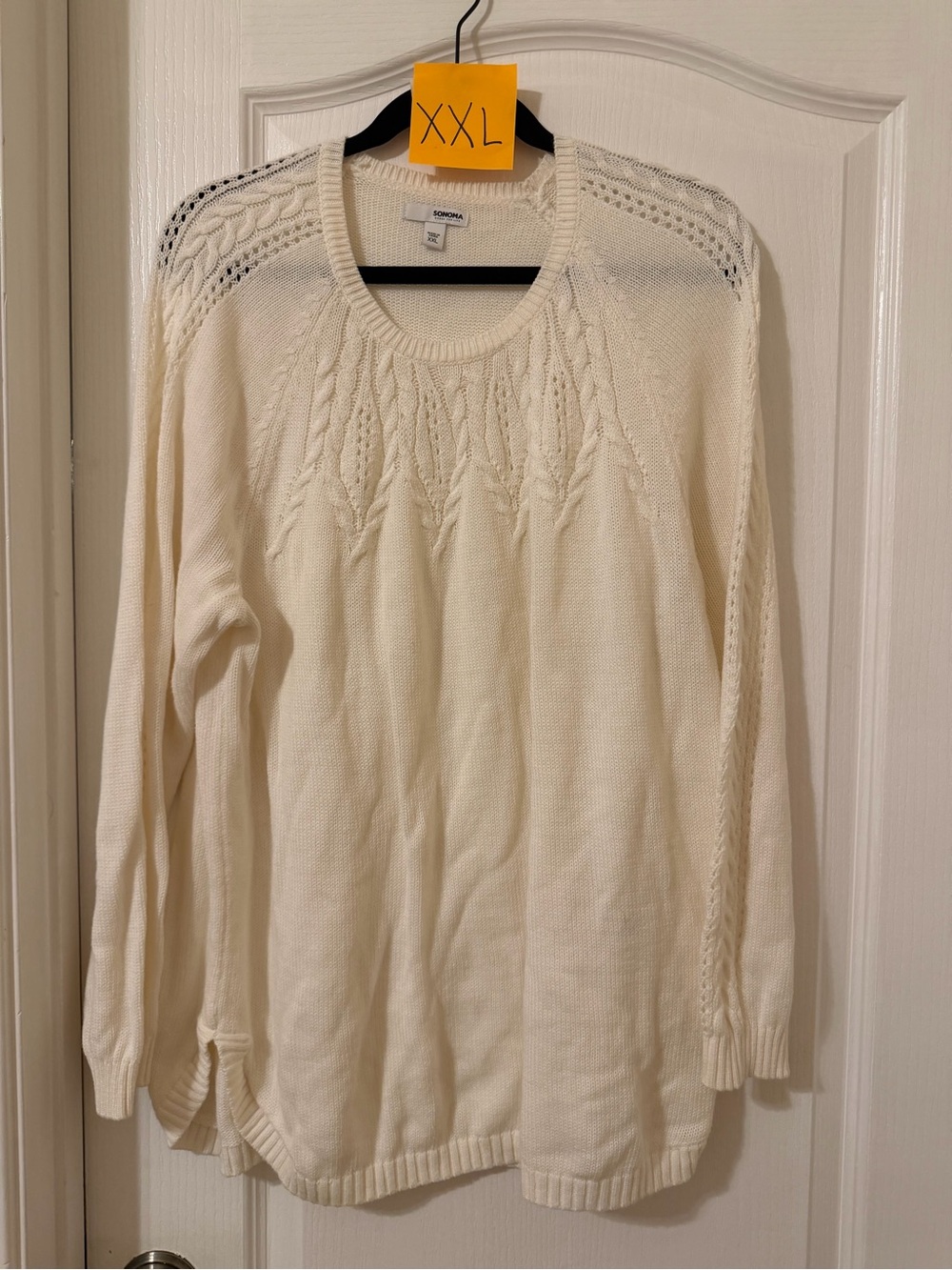 Sonoma Cream Cable Knit Scoop Neck Sweater
